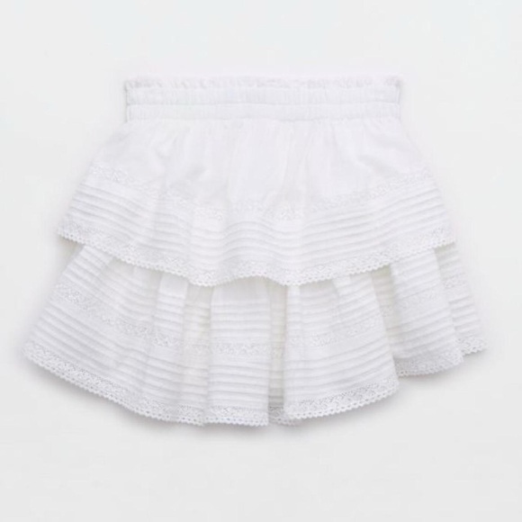 Aerie White Tiered Ruffle Mini Skirt - Picture 1 of 3